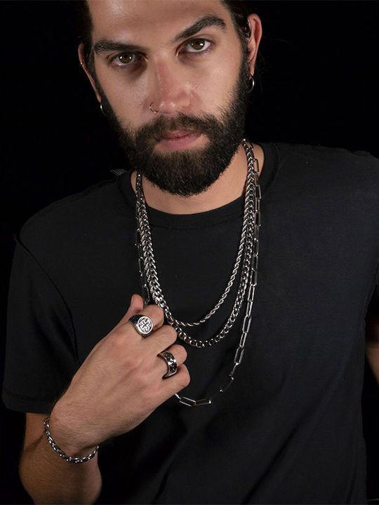 Theodora's Jewellery Chunky Αλυσίδα Λαιμού από Ατσάλι Φαρδιά Πάχους 8.7mm και Μήκους 40cm
