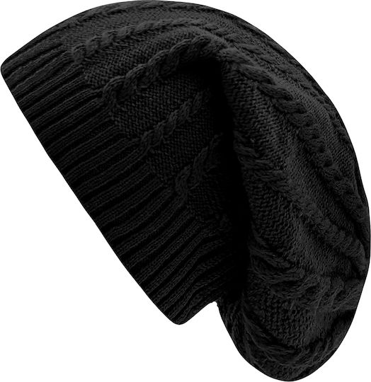 Beanie Γυναικείος Σκούφος Πλεκτός σε Μαύρο χρώμα