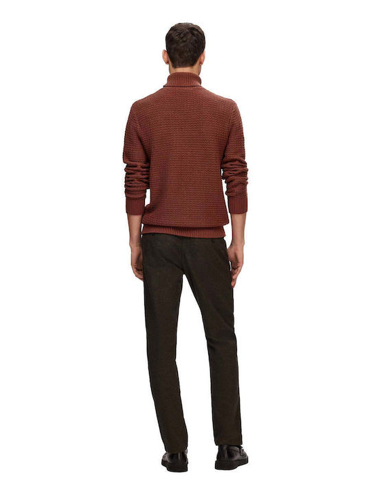 Selected Men's Long Sleeve Sweater Turtleneck BORDO