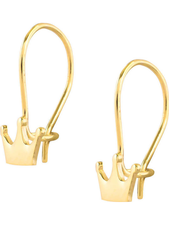 Hypoallergenic Kids Earrings Pendants Crowns from Gold 9K