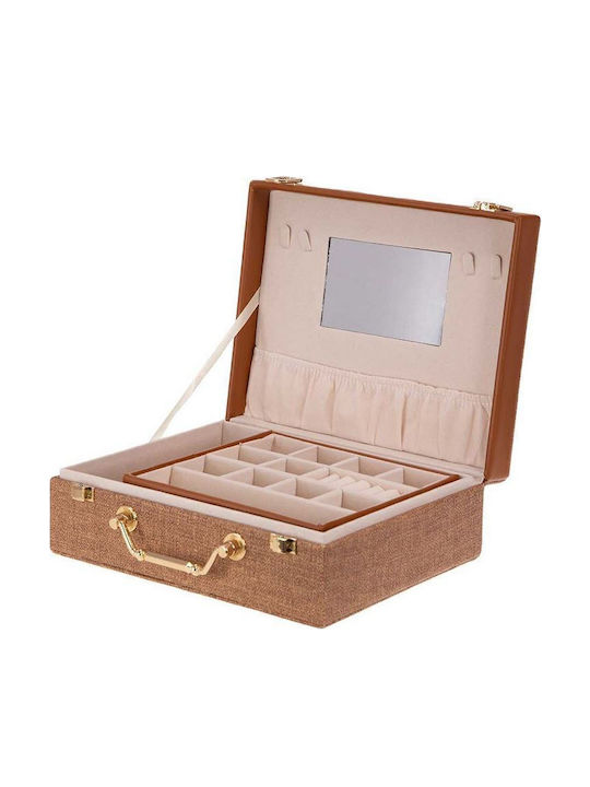 Κουτί Κοσμημάτων Υφασμάτινο Ροζ 23x18x8cm