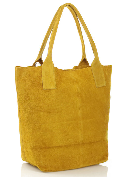 Passaggio Leather Leather Women's Bag Shopper Shoulder Yellow