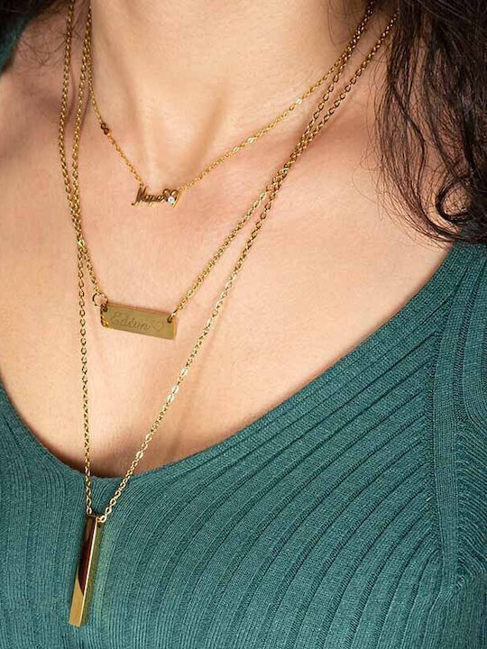 Theodora's Jewellery Mother Necklace in Gold Plated Steel Grey JT-K8028-Gold