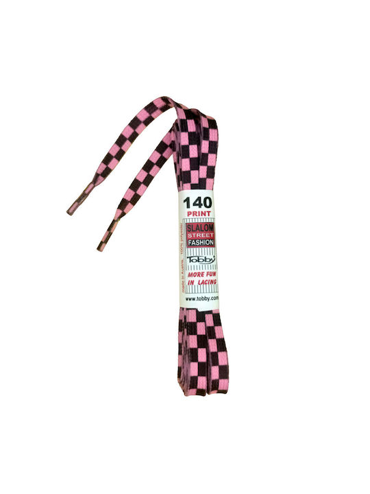 Tobby Șireturi de Pantofi Checker Pink 2buc 140cm