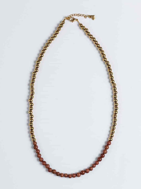 Cuoro Steel Necklace with Brown Color