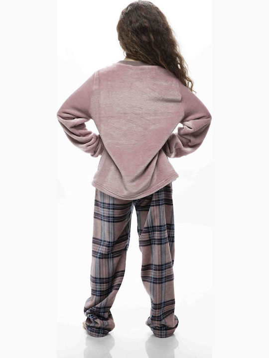 Galaxy Παιδική Πιτζάμα Χειμωνιάτικη Fleece Σομόν