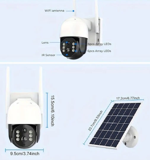 IP Surveillance Waterproof Camera 1080p Full HD Battery Powered with Two-Way Audio and Lens 3.6mm