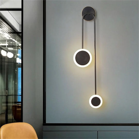 H25 Lămpă De Perete Modernă Cu LED Integrat Și Lumină Alb Cald Neagră 19x6x25cm