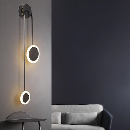 H25 Lămpă De Perete Modernă Cu LED Integrat Și Lumină Alb Cald Neagră 19x6x25cm