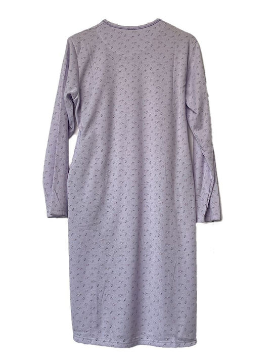 Luna Winter Cotton Women's Nightdress Purple