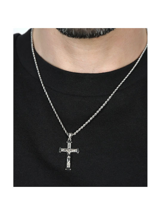 Luca Barra Men's Cross from Steel with Chain