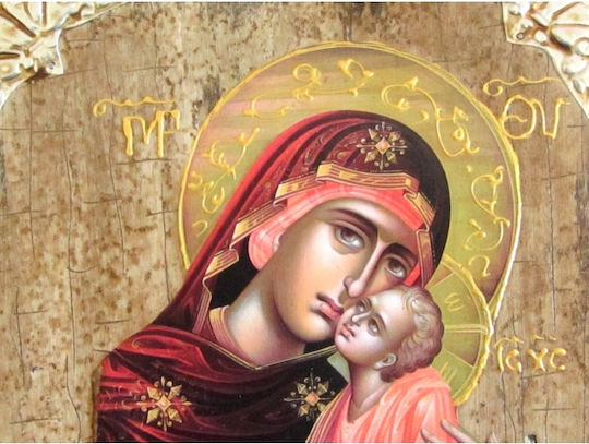 IconsGR Icoană Maica Domnului Cu Pruncul Din Lemn 21x30cm P16ΧΡΙ