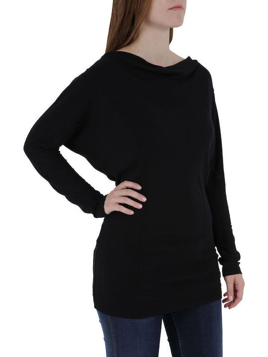 Women's Blouse Cotton Long Sleeve Drape Black