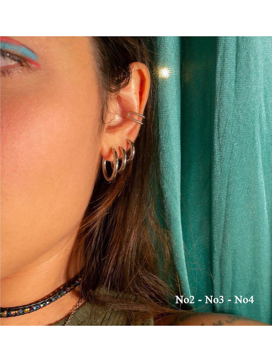 Jt Set of 3 Pairs of Steel Hoops Gold Color