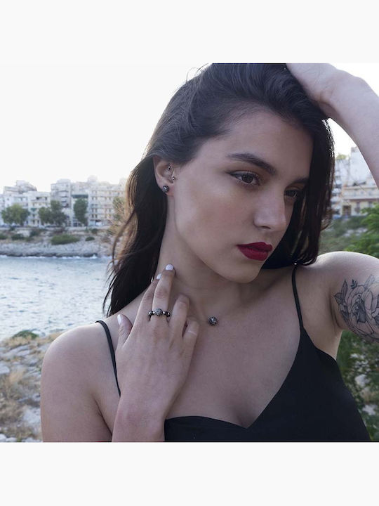 Theodora's Jewellery Σκουλαρίκια Καρφωτά από Ασήμι με Πέτρες