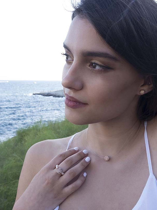 Theodora's Jewellery Σκουλαρίκια Καρφωτά από Ασήμι με Πέτρες