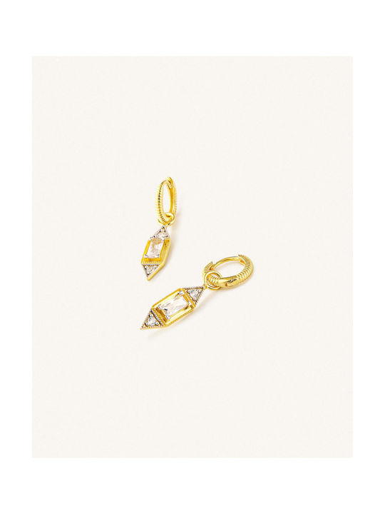 Set Earrings Hoops made of Silver Gold Plated with Stones