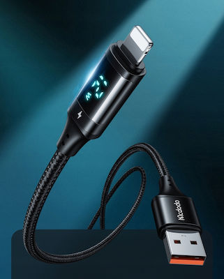 Mcdodo Braided / LED USB-A to Lightning Cable 36W Μαύρο 1m (CA-1060)