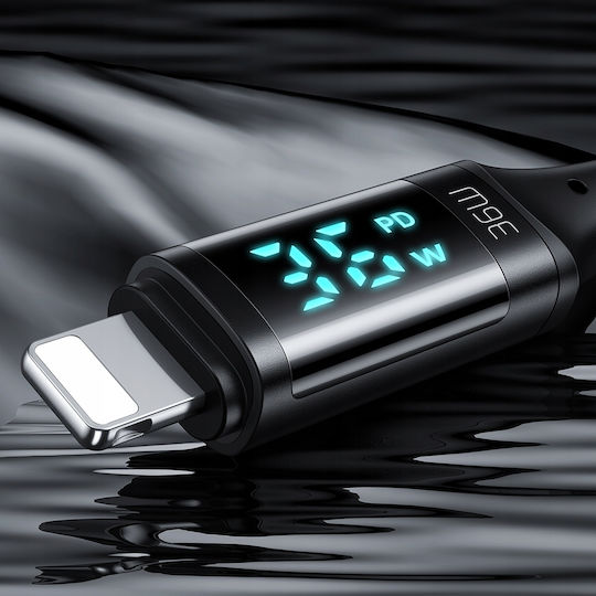 Mcdodo Braided / LED USB-A to Lightning Cable 36W Μαύρο 1m (CA-1060)