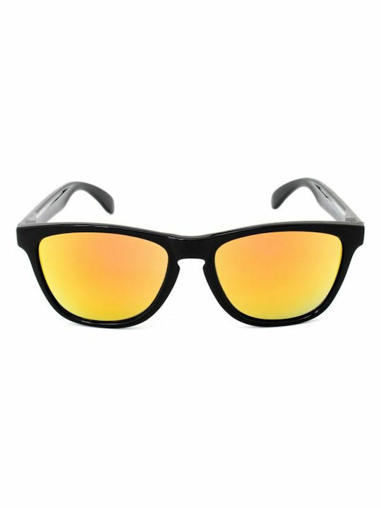 LondonBe Sunglasses with Black Plastic Frame and Yellow Mirror Lens LB79928511121