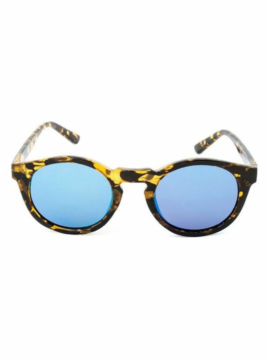 LondonBe Sunglasses with Brown Tartaruga Plastic Frame and Blue Lens LB7992851112420