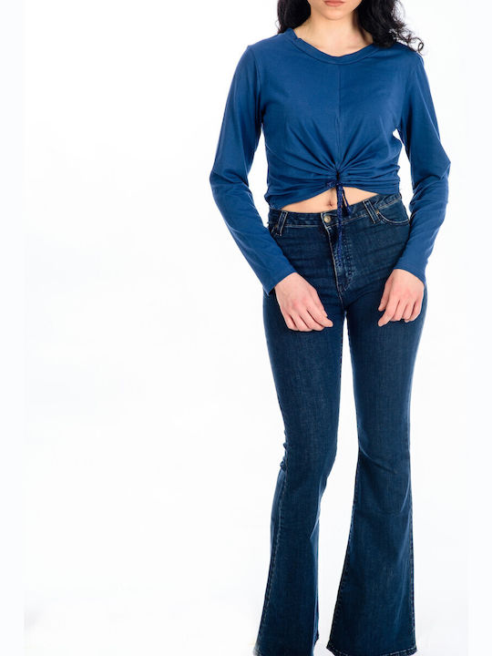 Women's Blouse Cotton Long Sleeve Royal