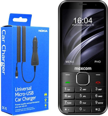 MaxCom MM334 + Φορτιστής Αυτοκινήτου Nokia Micro USB Single SIM Handy mit Tasten Schwarz