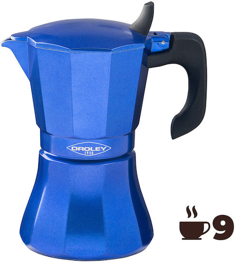 Oroley Stovetop Espresso Pot 9 Cups Blue