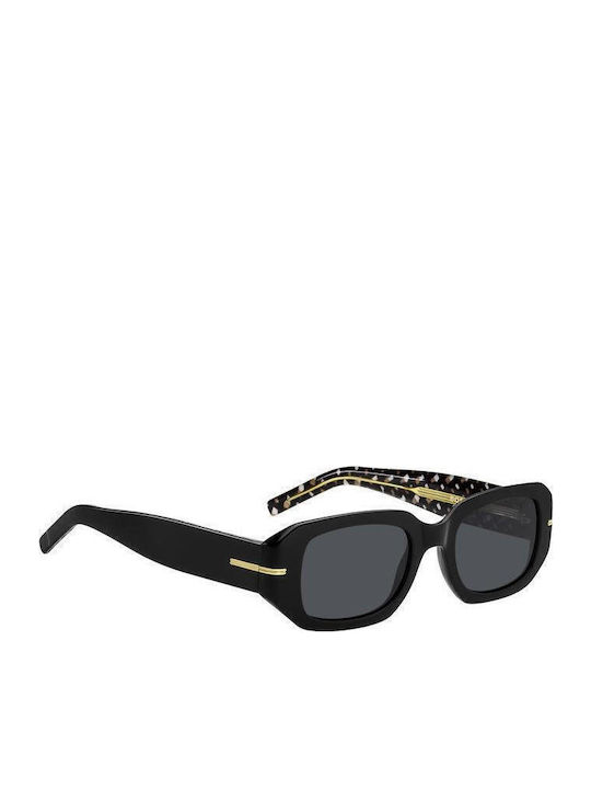 Boss Unisex Sunglasses with Black Plastic Frame and Black Lens BOSS 1608/S 807/IR