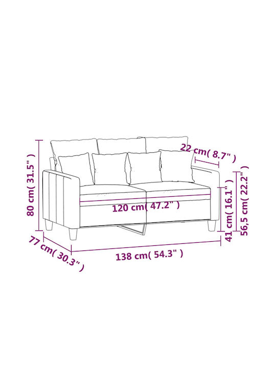 Διθέσιος Καναπές Ανοιχτό Γκρι 138x77x80εκ.