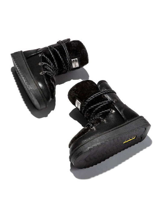 Nordic Damenstiefel Schnee mit Pelz Schwarz