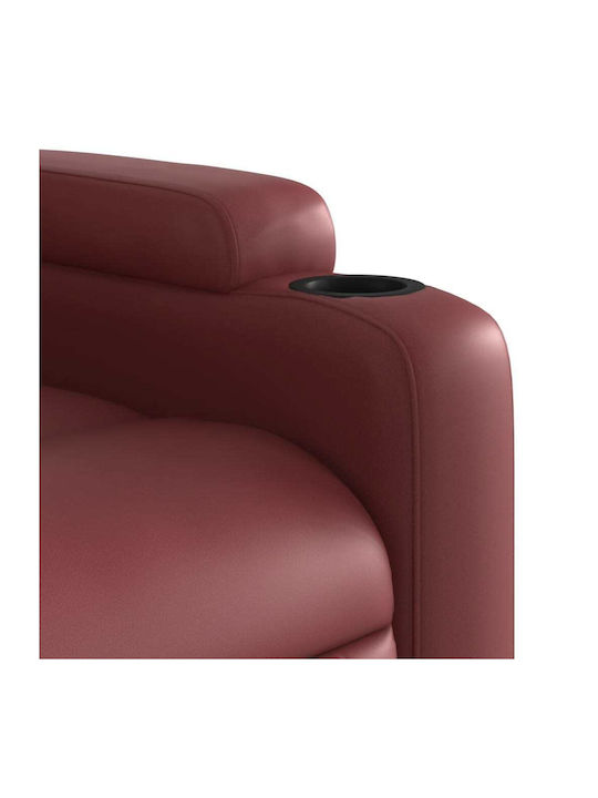Relax Armchair with Footstool from Leatherette Burgundy 74x88x97cm