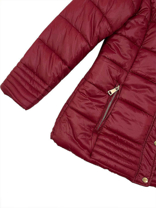 Ustyle Women's Short Puffer Jacket for Winter RED