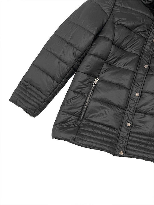 Ustyle Women's Short Puffer Jacket for Winter BLACK
