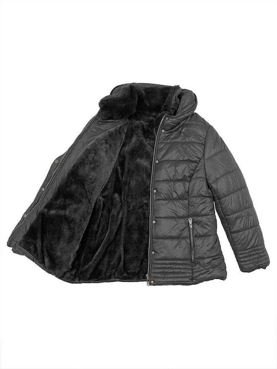 Women's Short Puffer Jacket for Winter Black