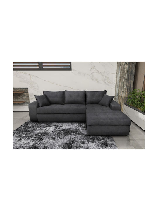 Virginia Corner Couch Bed with Right Corner & Storage Space Gray 246x190cm