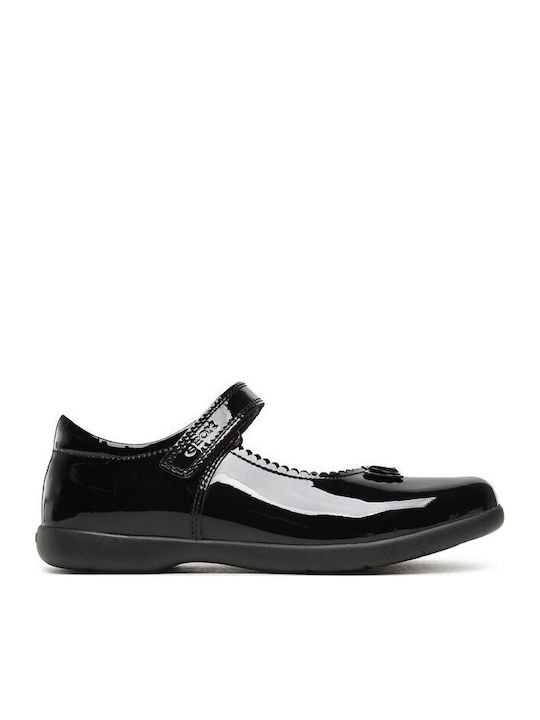 Kids Patent Leather Ballerinas J Naimara with Hoop & Loop Closure Black