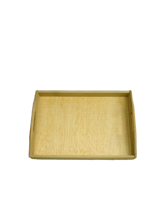 Wooden Rectangular Serving Tray with Handles in Brown Color 1pcs
