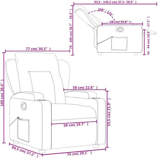 Relax Armchair with Footstool Coffee 77x94.5x100cm