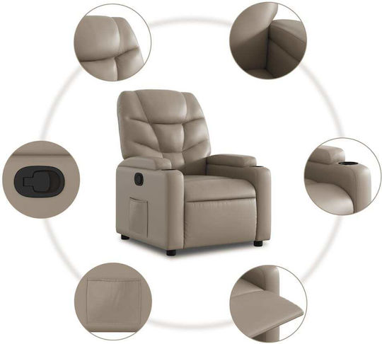 Relax Armchair with Footstool from Leatherette Cappuccino 74x89x100cm