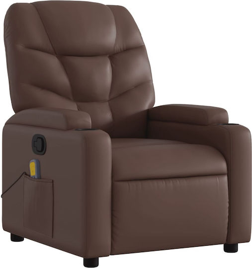 Πολυθρόνα Relax Massage με Υποπόδιο από Δερματίνη Καφέ 74x89x100cm
