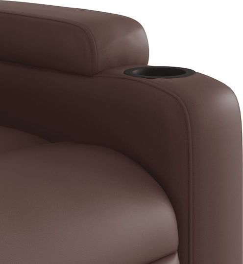 Πολυθρόνα Relax Massage με Υποπόδιο από Δερματίνη Καφέ 74x89x100cm