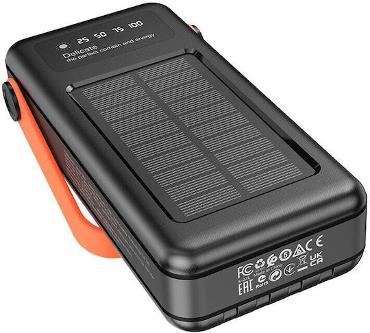 Hoco Ηλιακό Power Bank 30000mAh Μαύρο