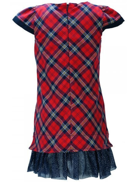 M&B Kid's Fashion Kids Dress Checked Short Sleeve Red