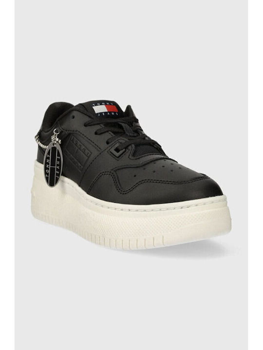 Tommy Hilfiger Retro Basket Γυναικεία Flatforms Sneakers Μαύρα