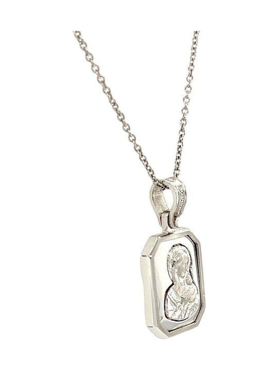 Xryseio Икони Детски Талисман с Дева Мария от Бяло злато 14K FL1137