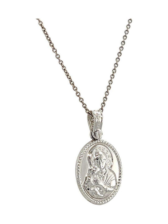 Xryseio Икони Детски Талисман с Дева Мария от Бяло злато 14K FL1143