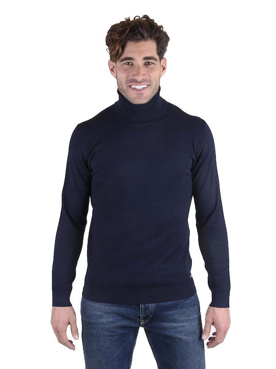 Markup Men's Long Sleeve Blouse Turtleneck Blue.