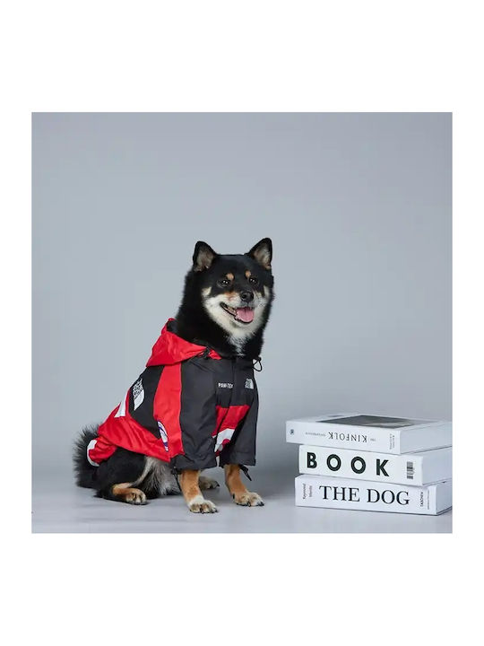 Red Waterproof Dog Coat with Hood