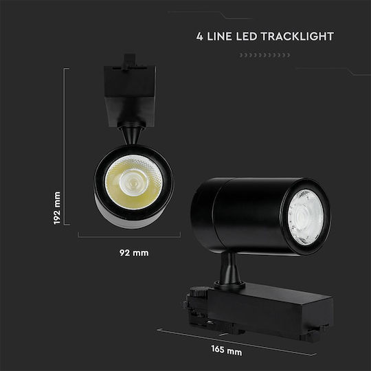 V-TAC Μονό LED Ψυχρό Λευκό Σποτ σε Μαύρο Χρώμα